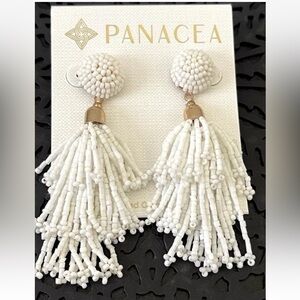Panacea White Beaded Tassel Earrings Nordstrom $55 NWT